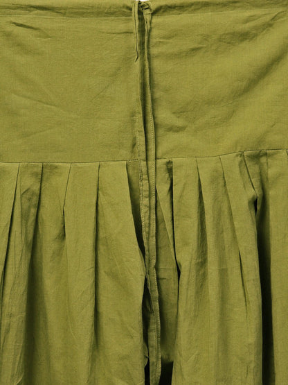 Solid Olive Green Pleated Patiala Salwar With Drawstring Detailing | LASVINI - Redefining Indian Fashion with Elegance