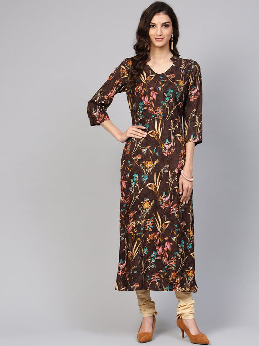 Black Floral Printed Kurta With Solid Chudidar | LASVINI - Redefining Indian Fashion with Elegance