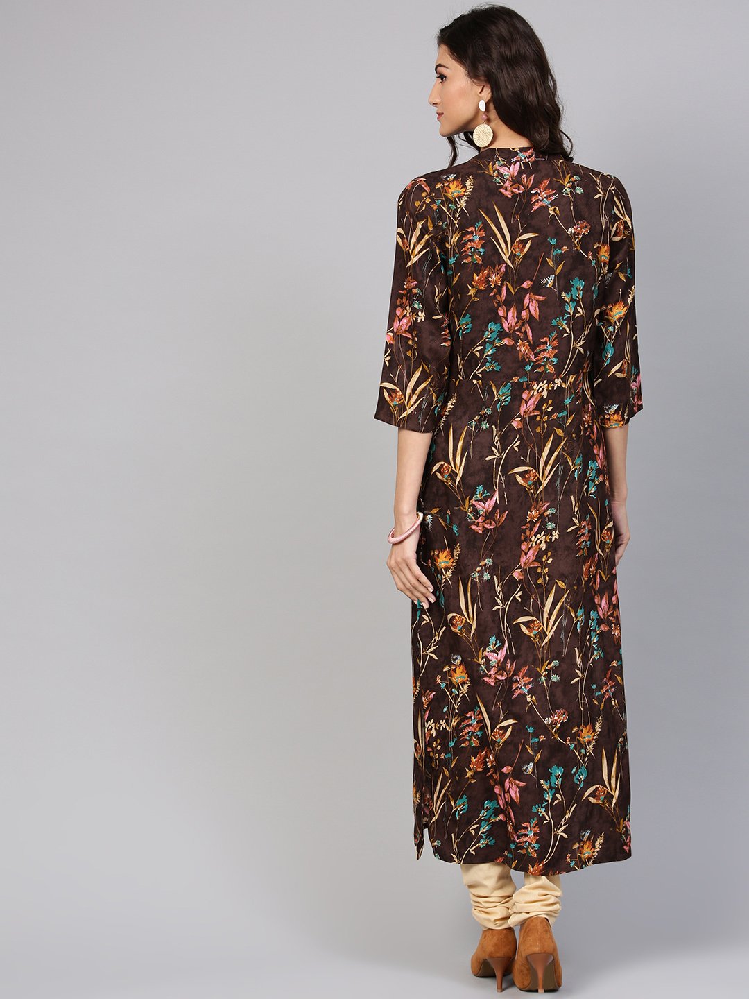 Black Floral Printed Kurta With Solid Chudidar | LASVINI - Redefining Indian Fashion with Elegance