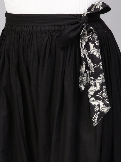 Solid Black Detailed With Print Harem | LASVINI - Redefining Indian Fashion with Elegance