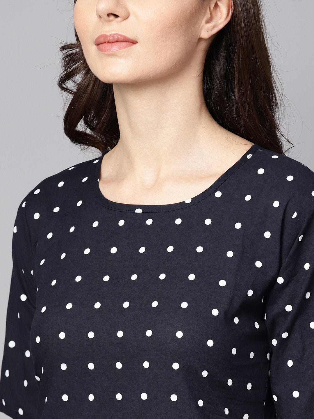 Navy Blue Three Piece Kurta Set With Palazzo & Megenta Dupatta | LASVINI - Redefining Indian Fashion with Elegance