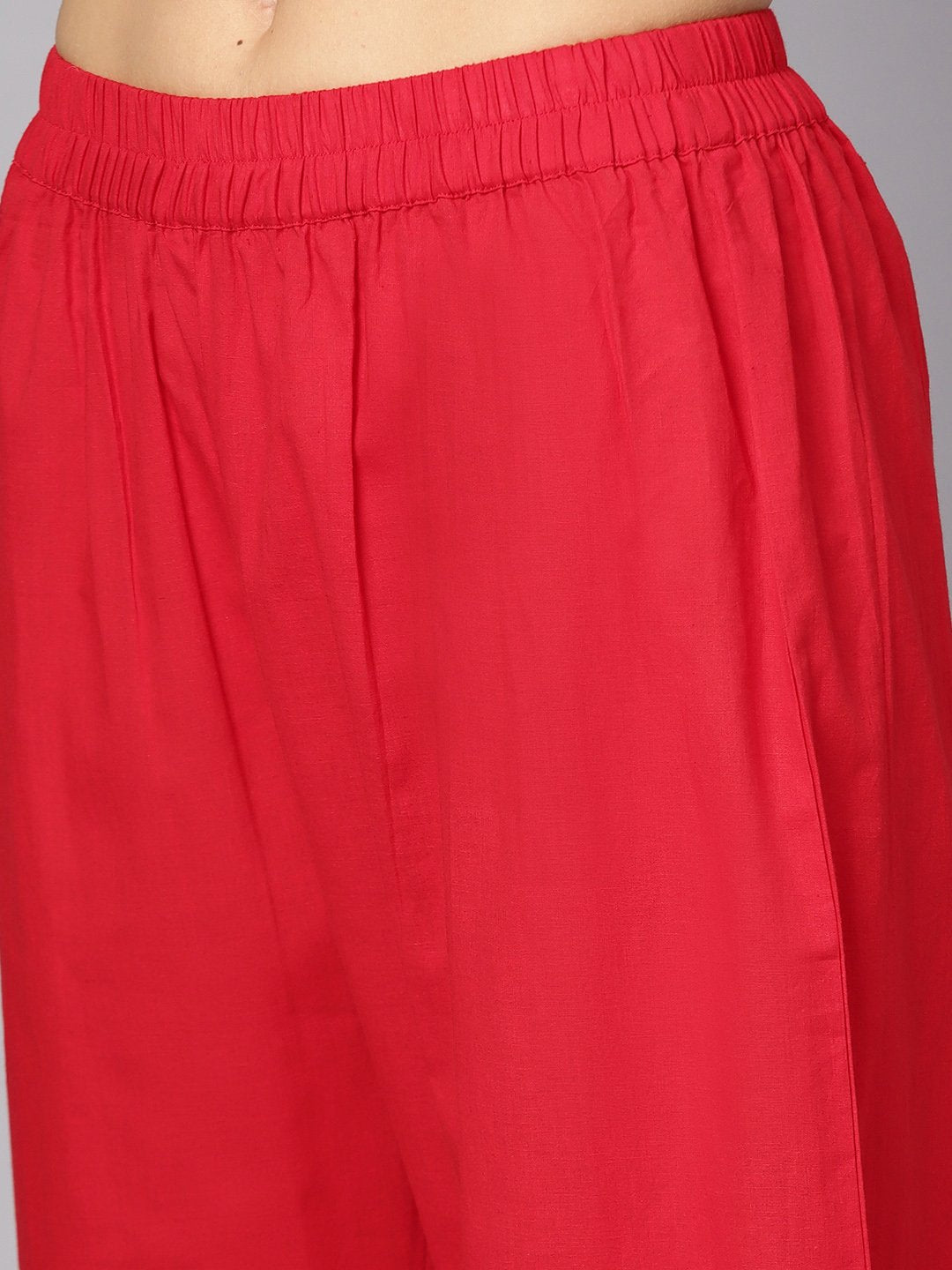 Red 3/4Th Sleeve Rayon Kurta With Maroon Palazzo And Dupatta | LASVINI - Redefining Indian Fashion with Elegance