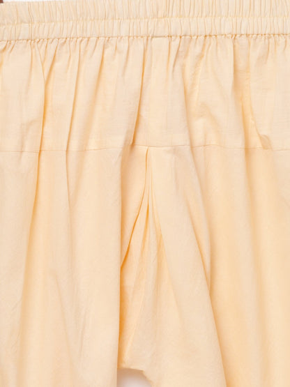 Green Printed Half Sleeve Cotton Kurta With Beige Churidar And Dupatta | LASVINI - Redefining Indian Fashion with Elegance