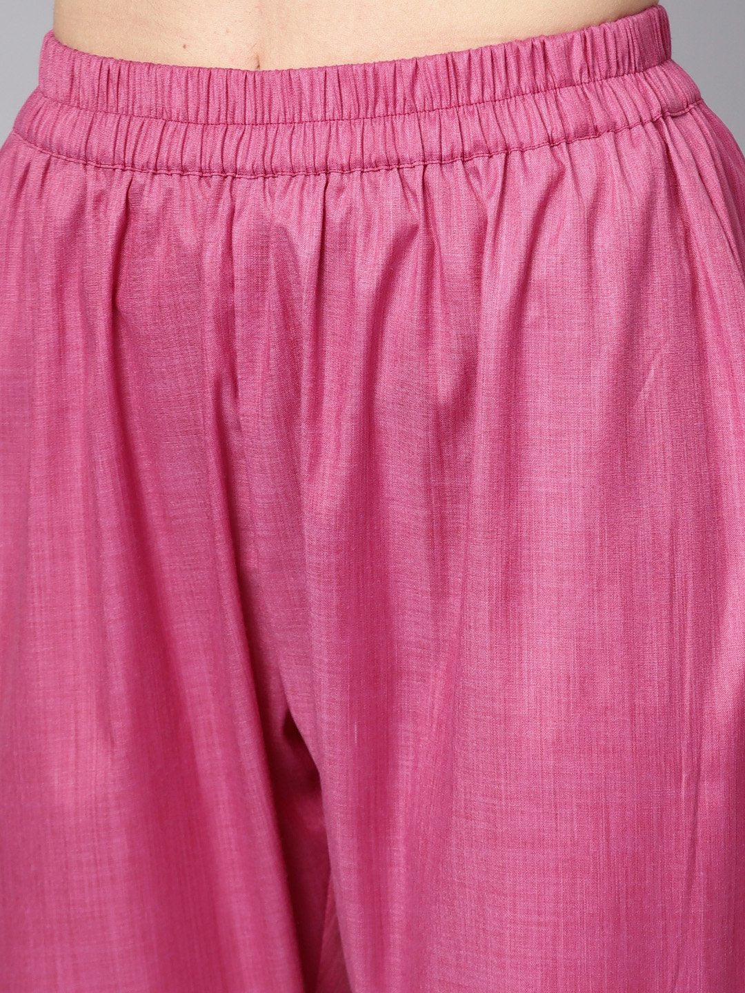 Solid Purple Half Sleeve Cotton Kurta And Palazzo With Printed Dupatta | LASVINI - Redefining Indian Fashion with Elegance