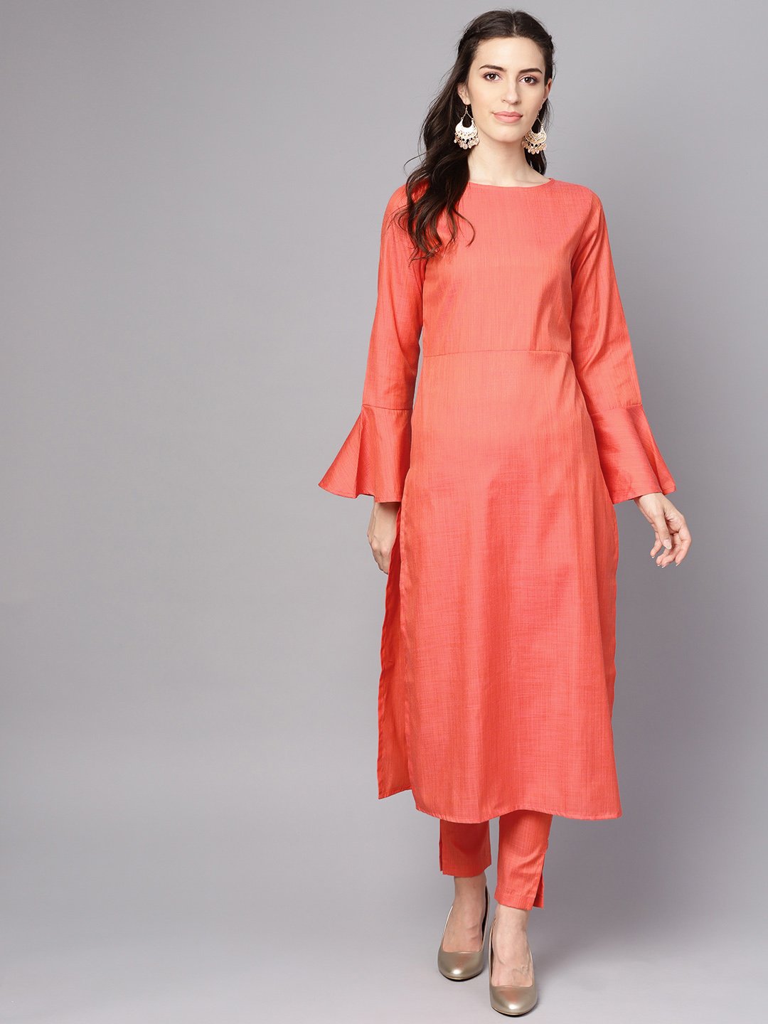 Red Full Sleeve Cotton Kurta With Pant | LASVINI - Redefining Indian Fashion with Elegance