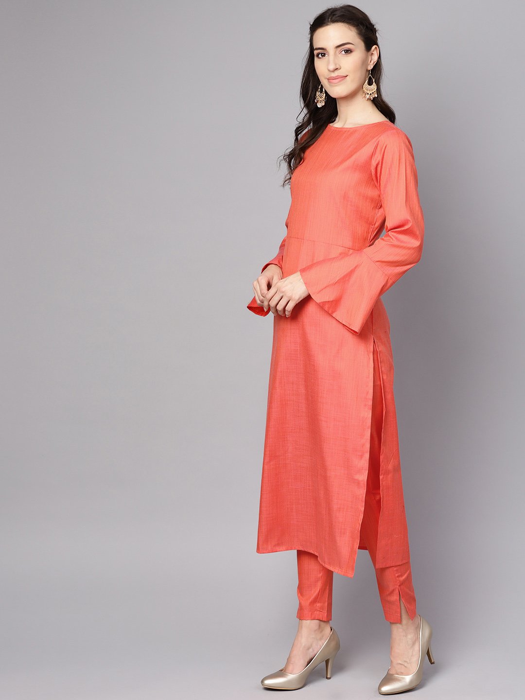Red Full Sleeve Cotton Kurta With Pant | LASVINI - Redefining Indian Fashion with Elegance