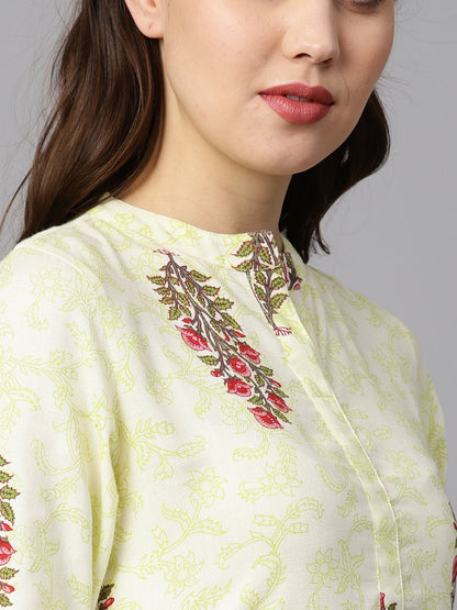 Floral Printed Dress With Side Pleats | LASVINI - Redefining Indian Fashion with Elegance