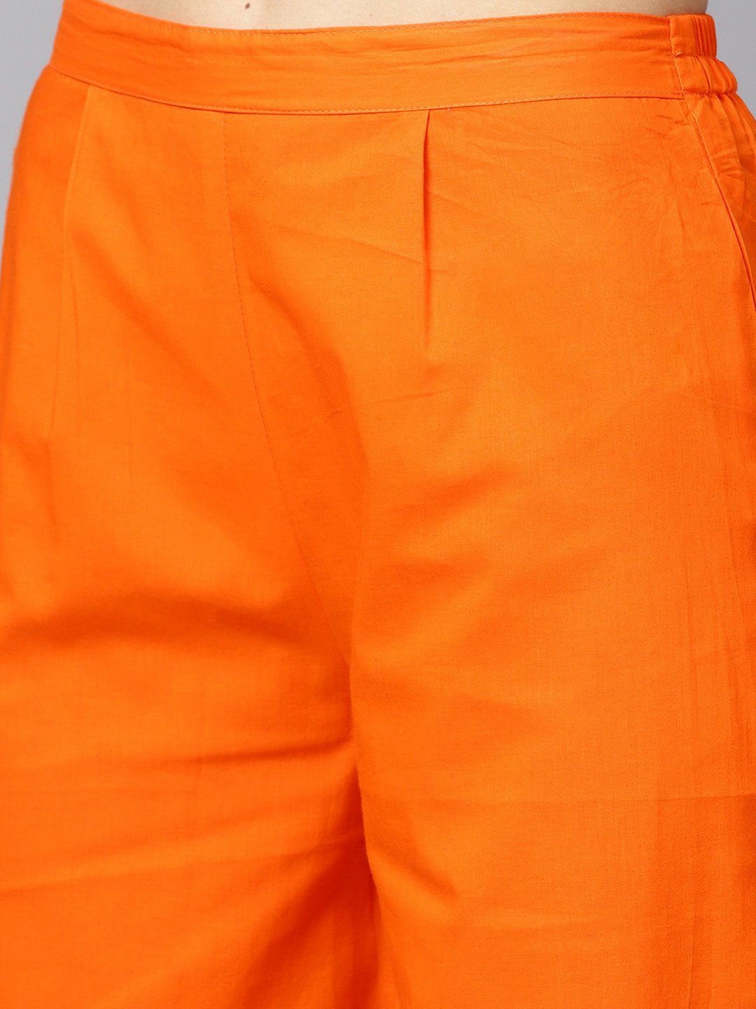 Red Gold Printed Kurta Set With Solid Orange Gota Detailing Pant | LASVINI - Redefining Indian Fashion with Elegance