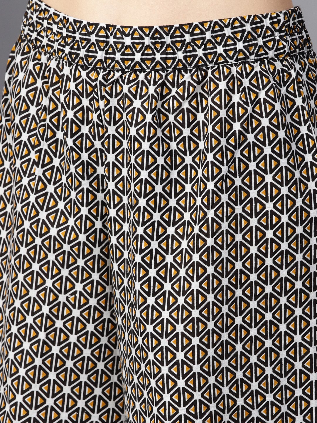 Light Grey Printed Round Neck With Slit And Hangings 3/4Th Sleeve Straight Panneled Kurta With Printed Palazzo And Printed Dupatta. | LASVINI - Redefining Indian Fashion with Elegance