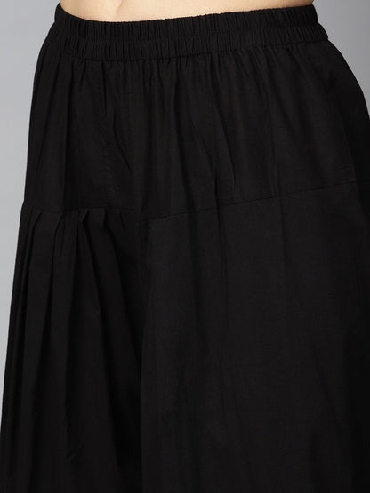 Maroon Round Neck Sleeveless Floral Printed Kurta With Black Salwar | LASVINI - Redefining Indian Fashion with Elegance