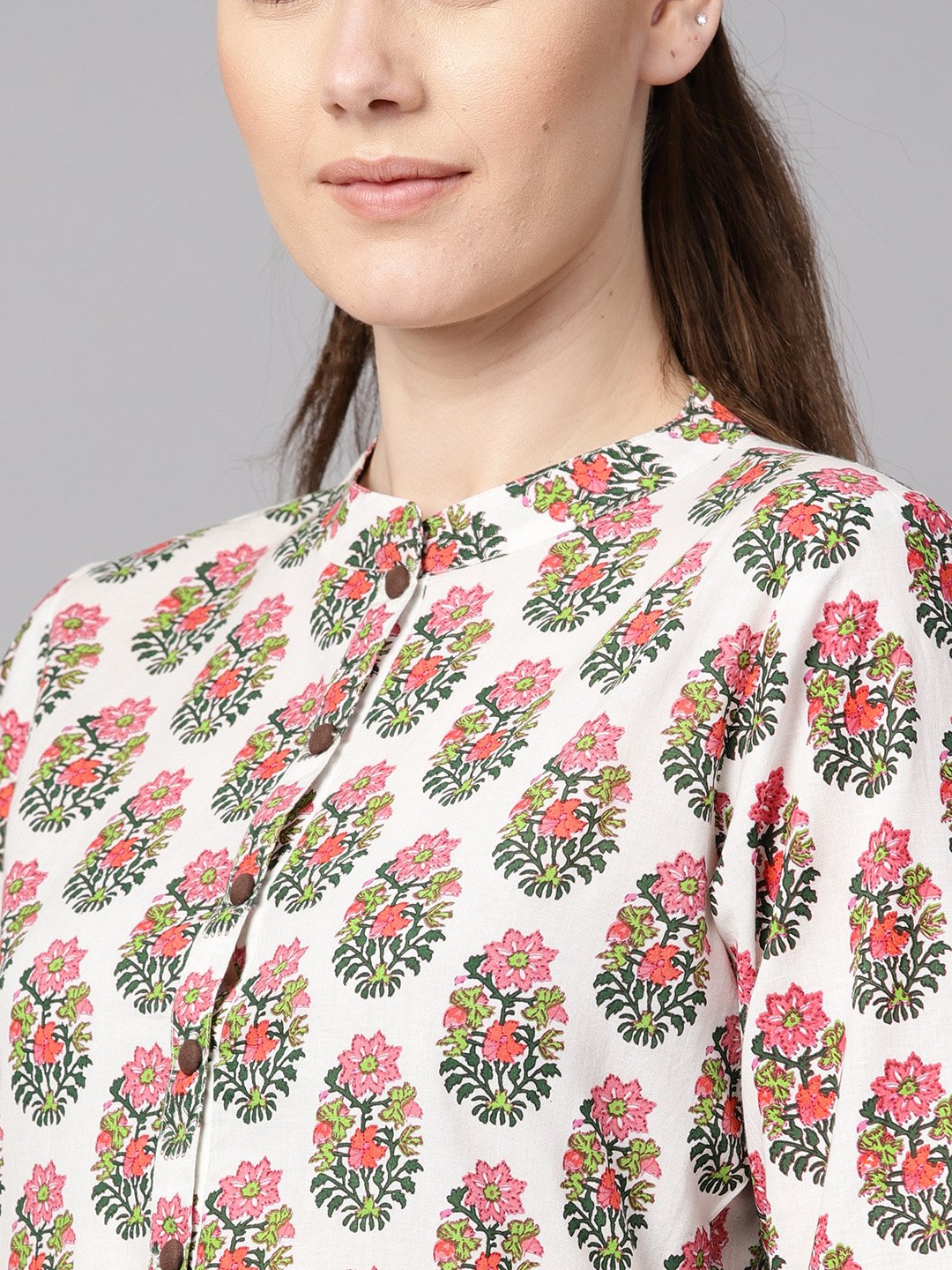 Multi Colored Straight Kurta With Solid Chocolate Brown Pants & Dupatta | LASVINI - Redefining Indian Fashion with Elegance