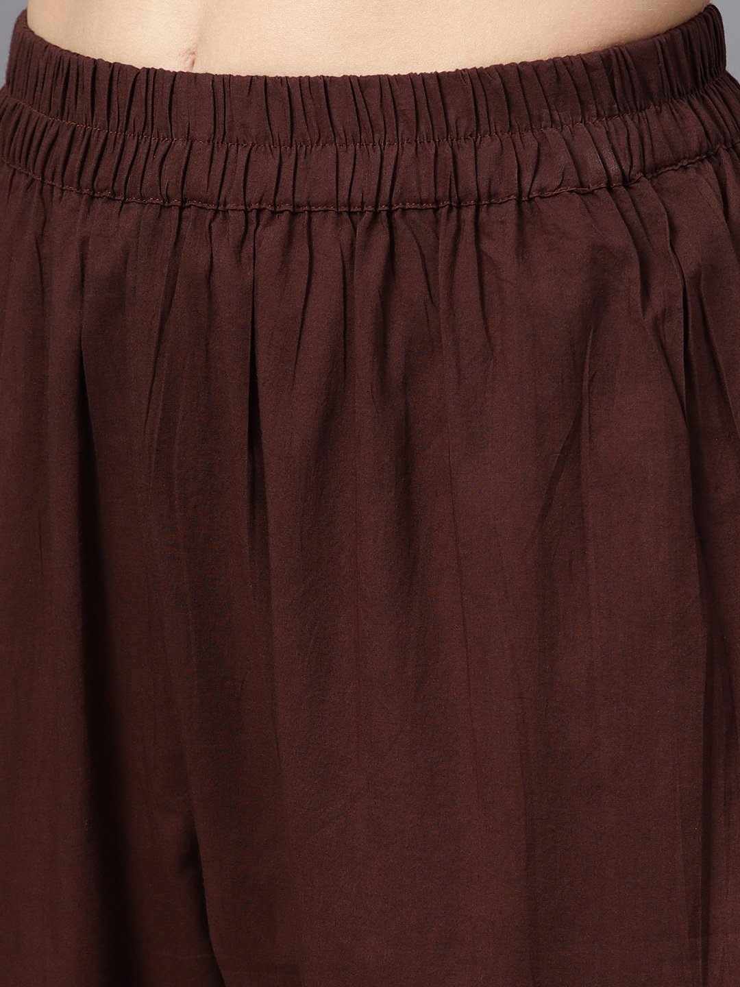 Multi Colored Straight Kurta With Solid Chocolate Brown Pants & Dupatta | LASVINI - Redefining Indian Fashion with Elegance