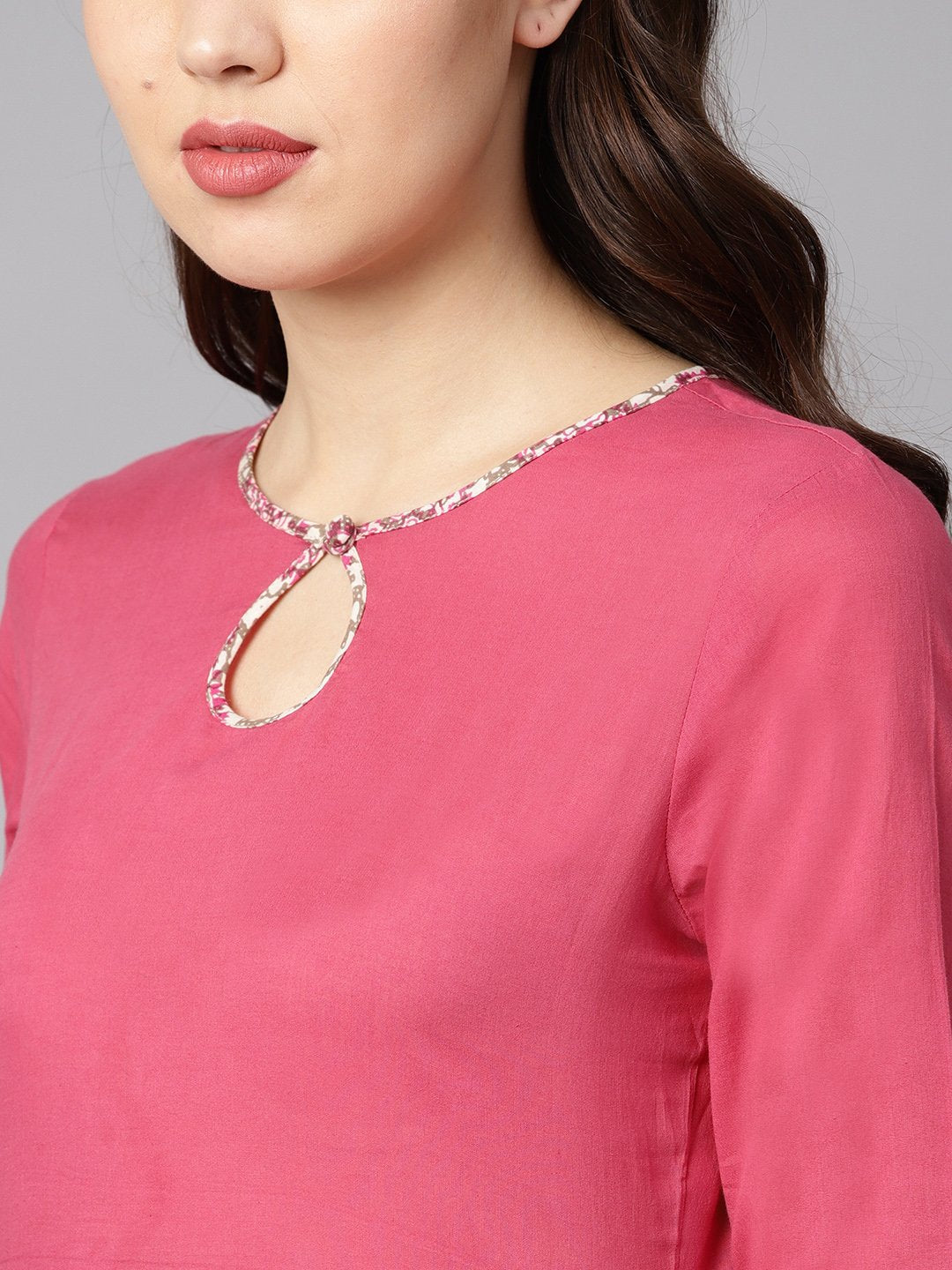 Pink Gathered Short Kurta With Printed Sharara & Dupatta | LASVINI - Redefining Indian Fashion with Elegance