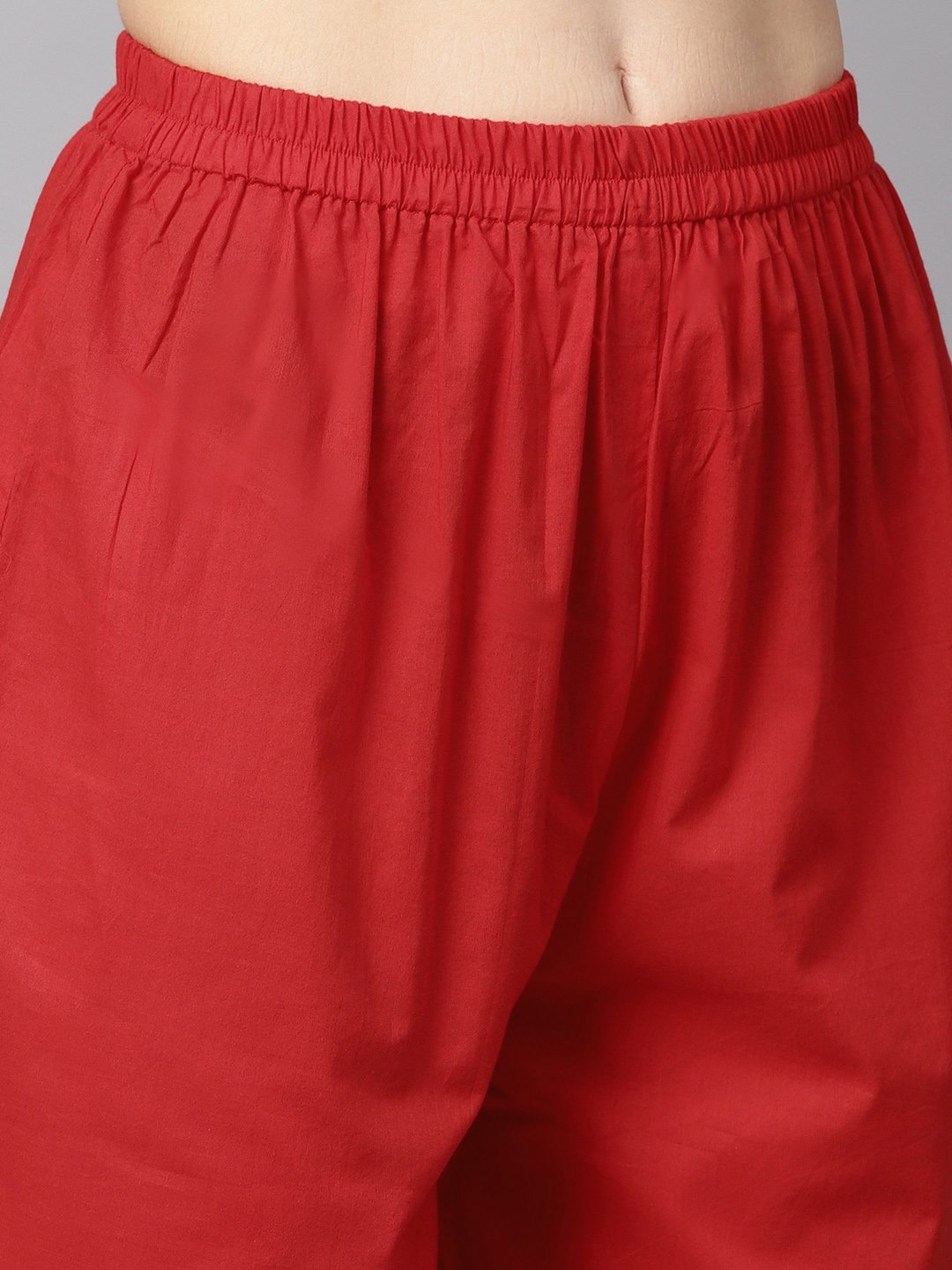 Cream Geometric Printed Straight Kurta With Solid Red Pants | LASVINI - Redefining Indian Fashion with Elegance