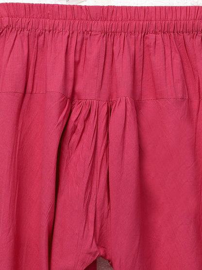 Women Peach-Coloured & Pink Printed Kurta With Churidar & Dupatta | LASVINI - Redefining Indian Fashion with Elegance