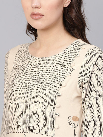 Women Off-White & Black Printed Kurta With Trousers | LASVINI - Redefining Indian Fashion with Elegance