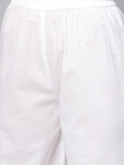 White Kurta Set With Palazzo &  Cotton Megenta Lehriya Dupatta | LASVINI - Redefining Indian Fashion with Elegance