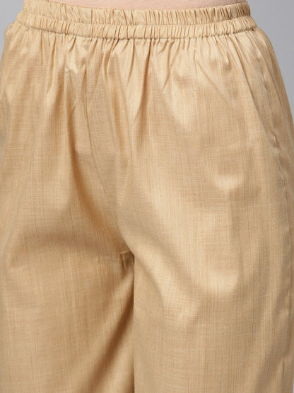 Solid Green Kurta Set With Beige Pant & Bhagalpuri Printed Dupatta | LASVINI - Redefining Indian Fashion with Elegance