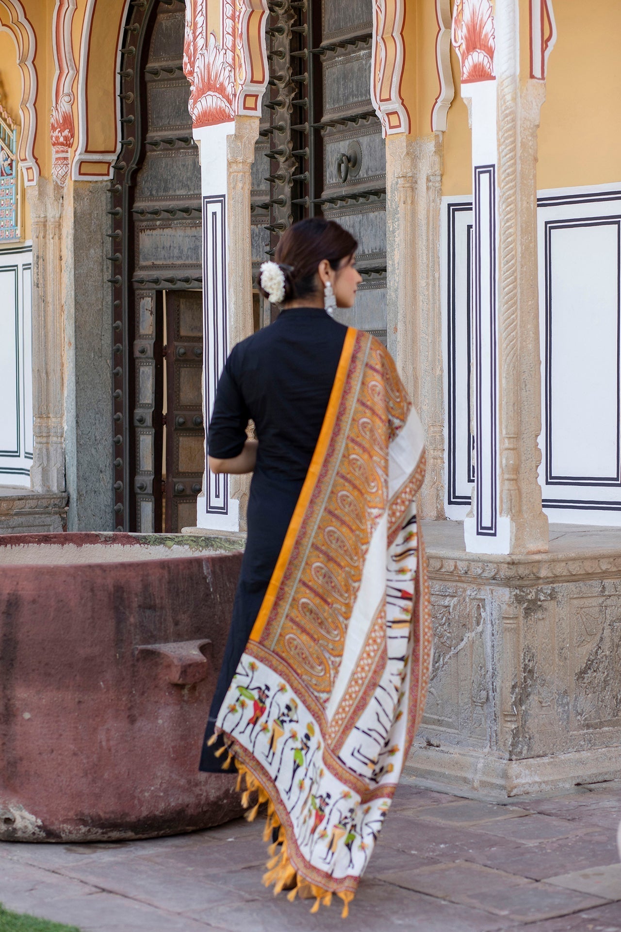 Women Black Kurta Set With Pants & Bhagalpuri Multi Colored Dupatta | LASVINI - Redefining Indian Fashion with Elegance