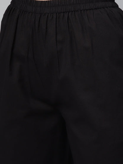 Solid Black Kurta Set With Pants & Bhagalpuri Multi Colored Dupatta | LASVINI - Redefining Indian Fashion with Elegance