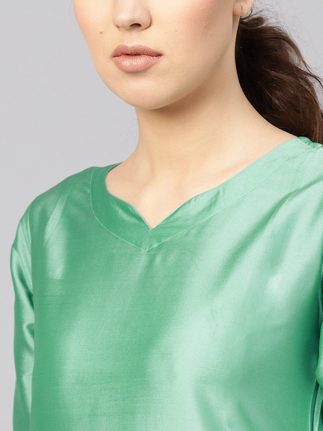 Women Sea Green & Maroon Solid Kurta With Palazzos & Dupatta | LASVINI - Redefining Indian Fashion with Elegance