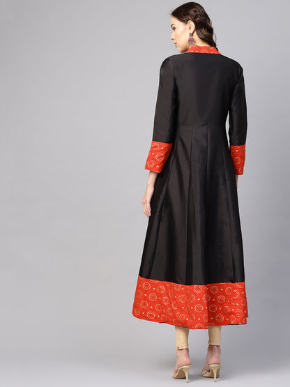 Women Black & Red Solid Midi Fit And Flare Dress | LASVINI - Redefining Indian Fashion with Elegance