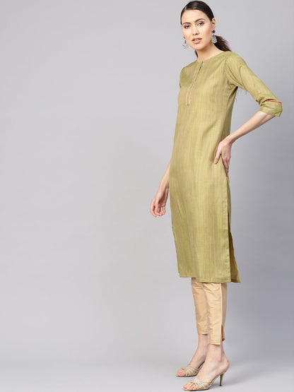 Women Green & Beige Solid Kurta With Trousers & Dupatta | LASVINI - Redefining Indian Fashion with Elegance
