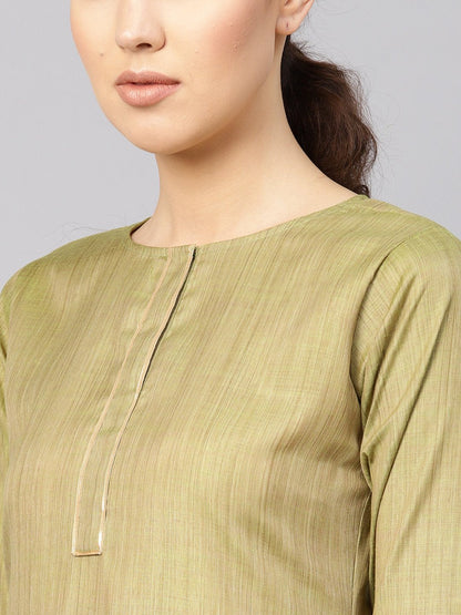 Women Green & Beige Solid Kurta With Trousers & Dupatta | LASVINI - Redefining Indian Fashion with Elegance