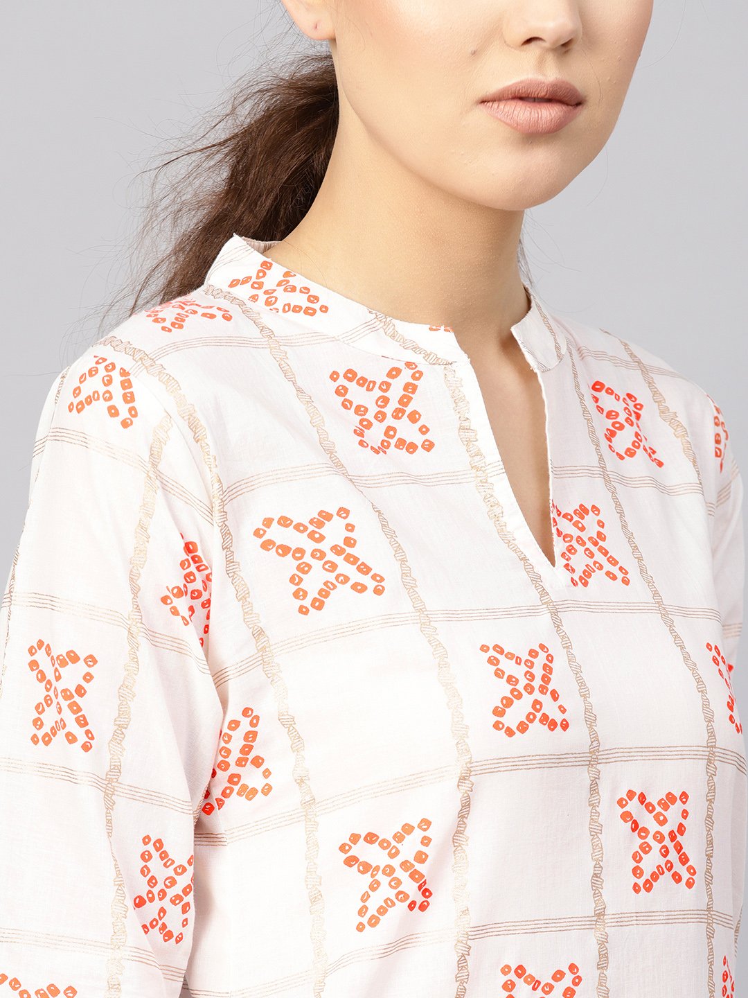 Women White & Orange Printed Kurta With Skirt | LASVINI - Redefining Indian Fashion with Elegance