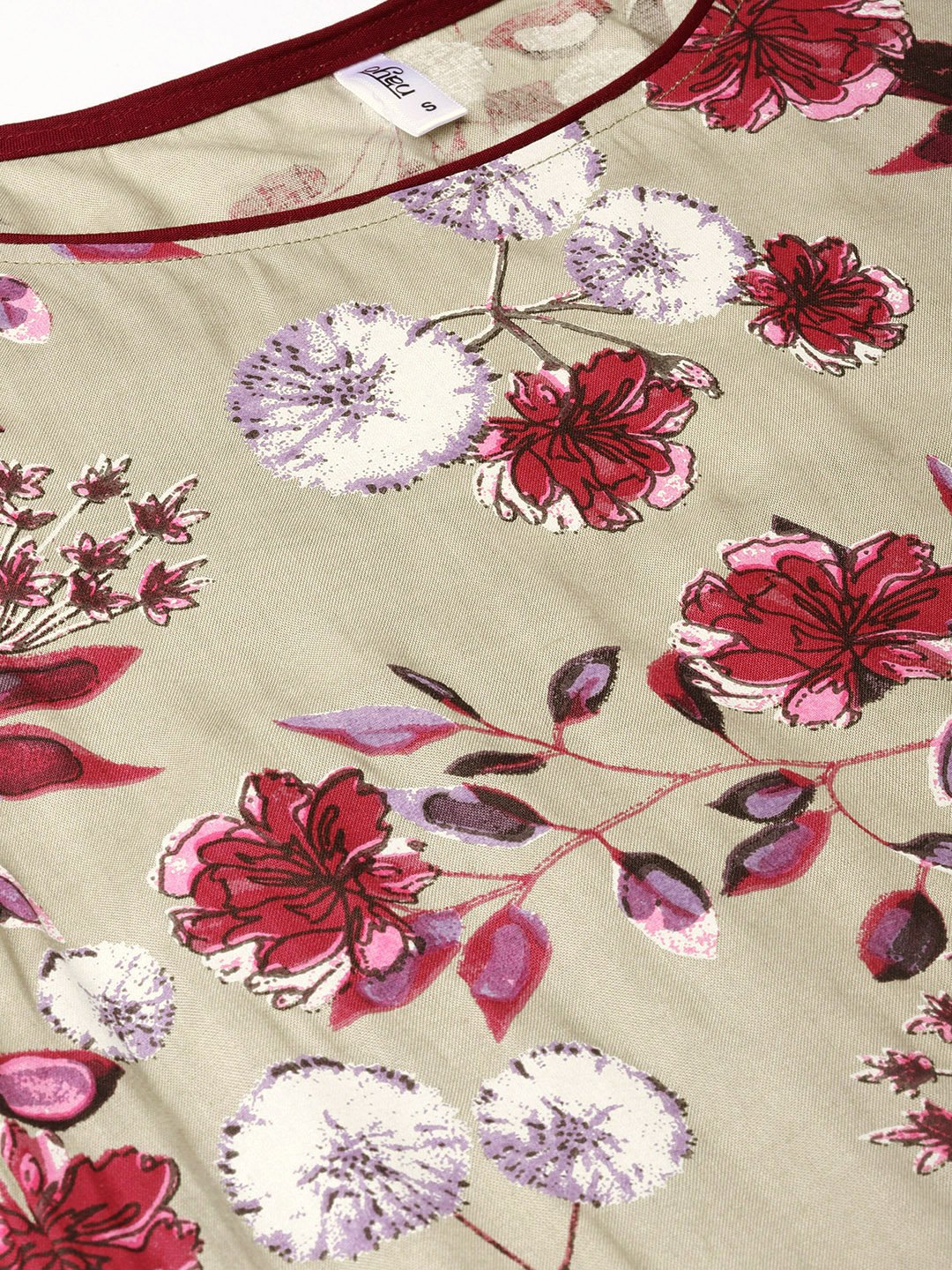 Women Grey & Burgundy Printed Kurta With Trousers | LASVINI - Redefining Indian Fashion with Elegance