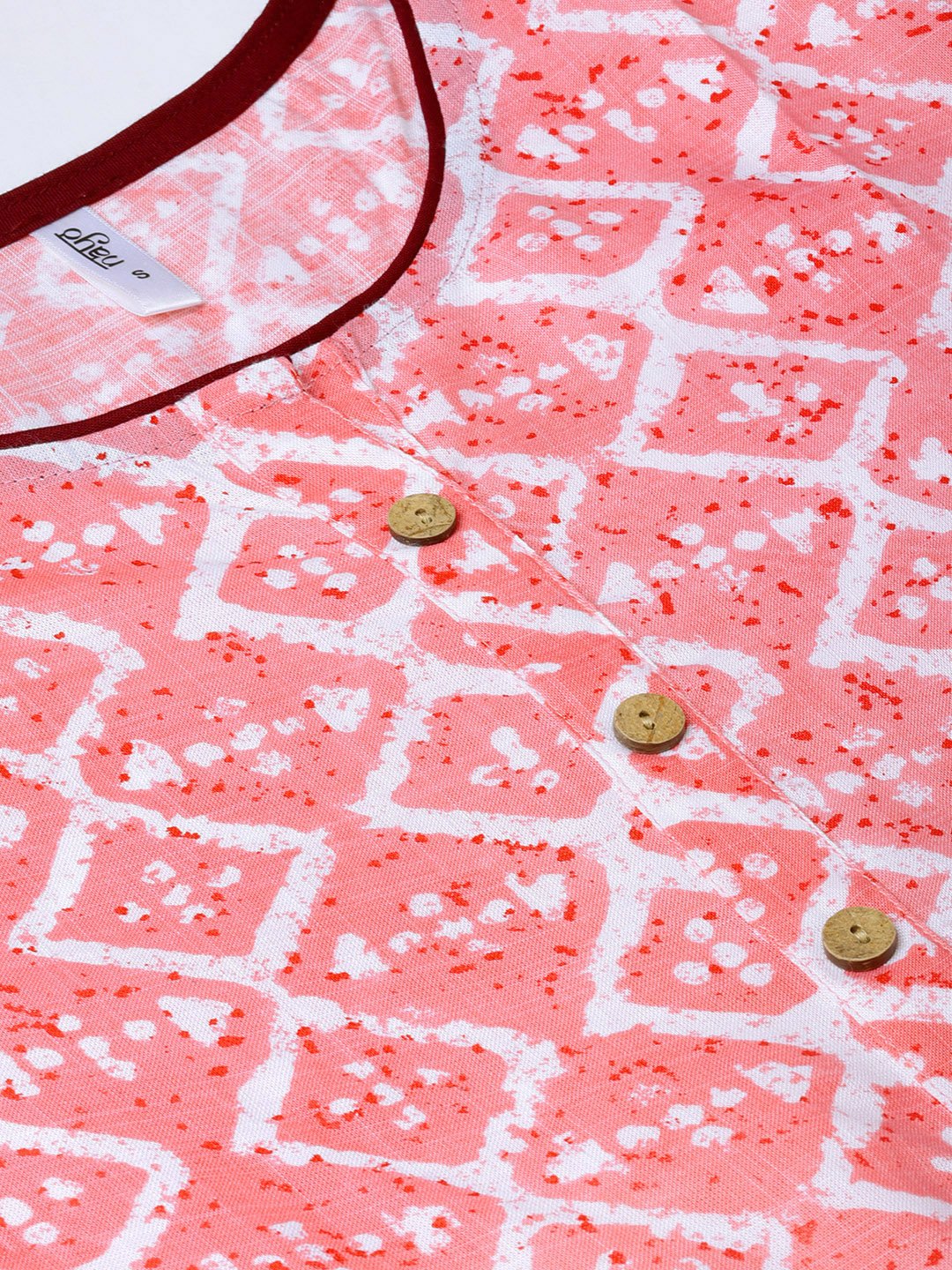 Women Pink & Off-White Printed Straight Kurta | LASVINI - Redefining Indian Fashion with Elegance