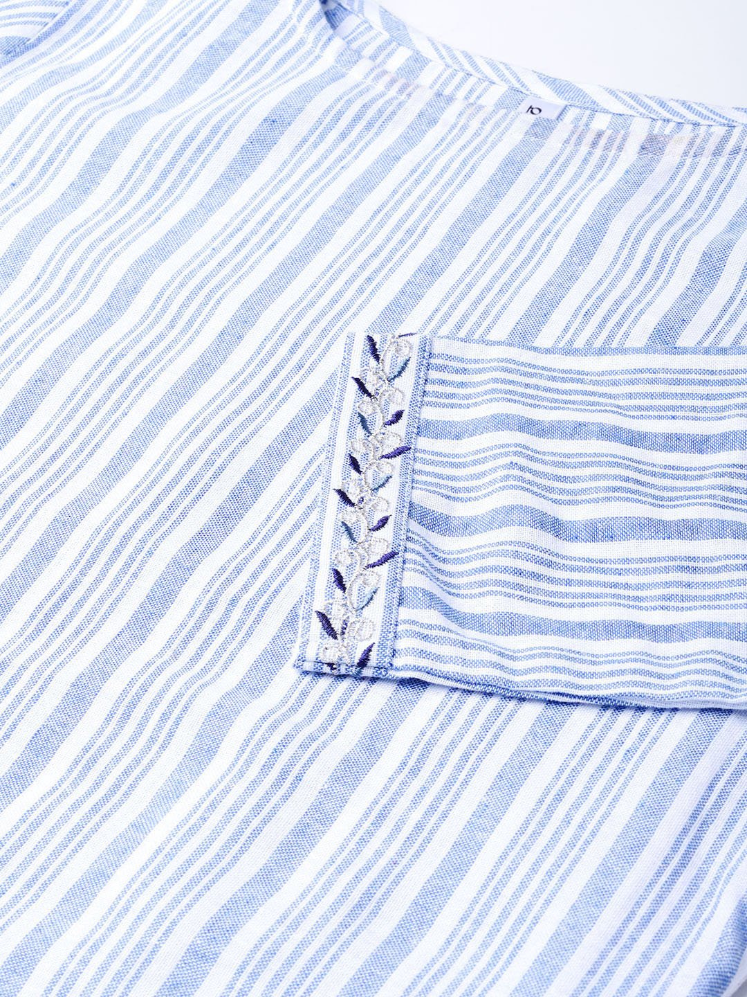 Women Blue & White Striped Straight Kurta | LASVINI - Redefining Indian Fashion with Elegance