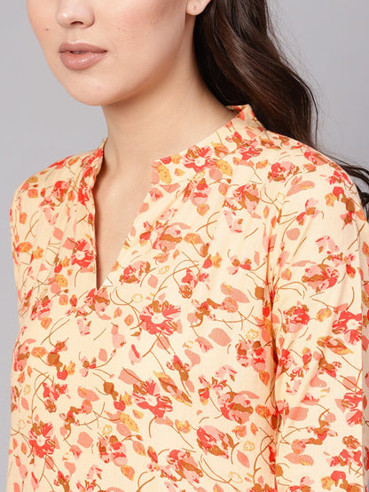 Women Cream-Coloured & Peach-Coloured Printed Kurta With Palazzos & Dupatta | LASVINI - Redefining Indian Fashion with Elegance