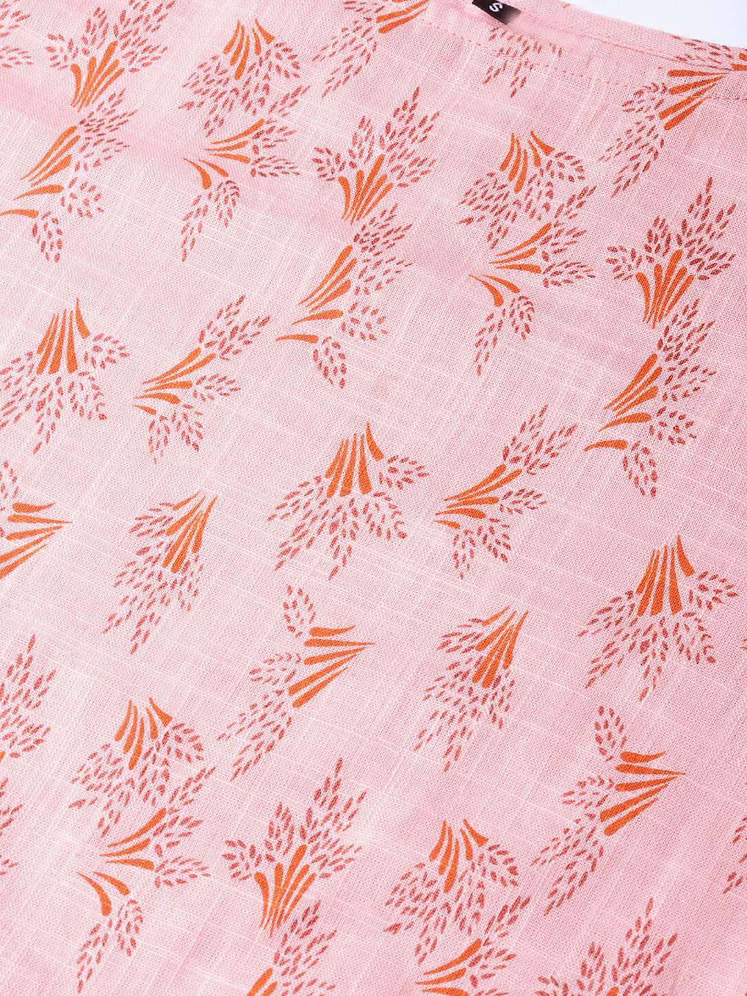 Women Peach-Coloured Printed Straight Kurta | LASVINI - Redefining Indian Fashion with Elegance