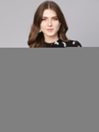 Women Black & White Printed Shirt Style Top | LASVINI - Redefining Indian Fashion with Elegance