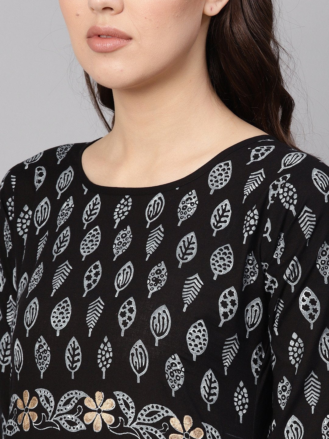 Women Black & White Printed Kurta With Palazzos | LASVINI - Redefining Indian Fashion with Elegance