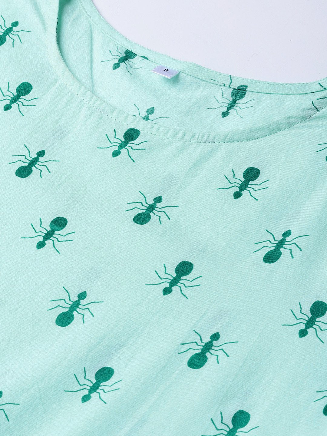 Women Green Printed A-Line Dress | LASVINI - Redefining Indian Fashion with Elegance