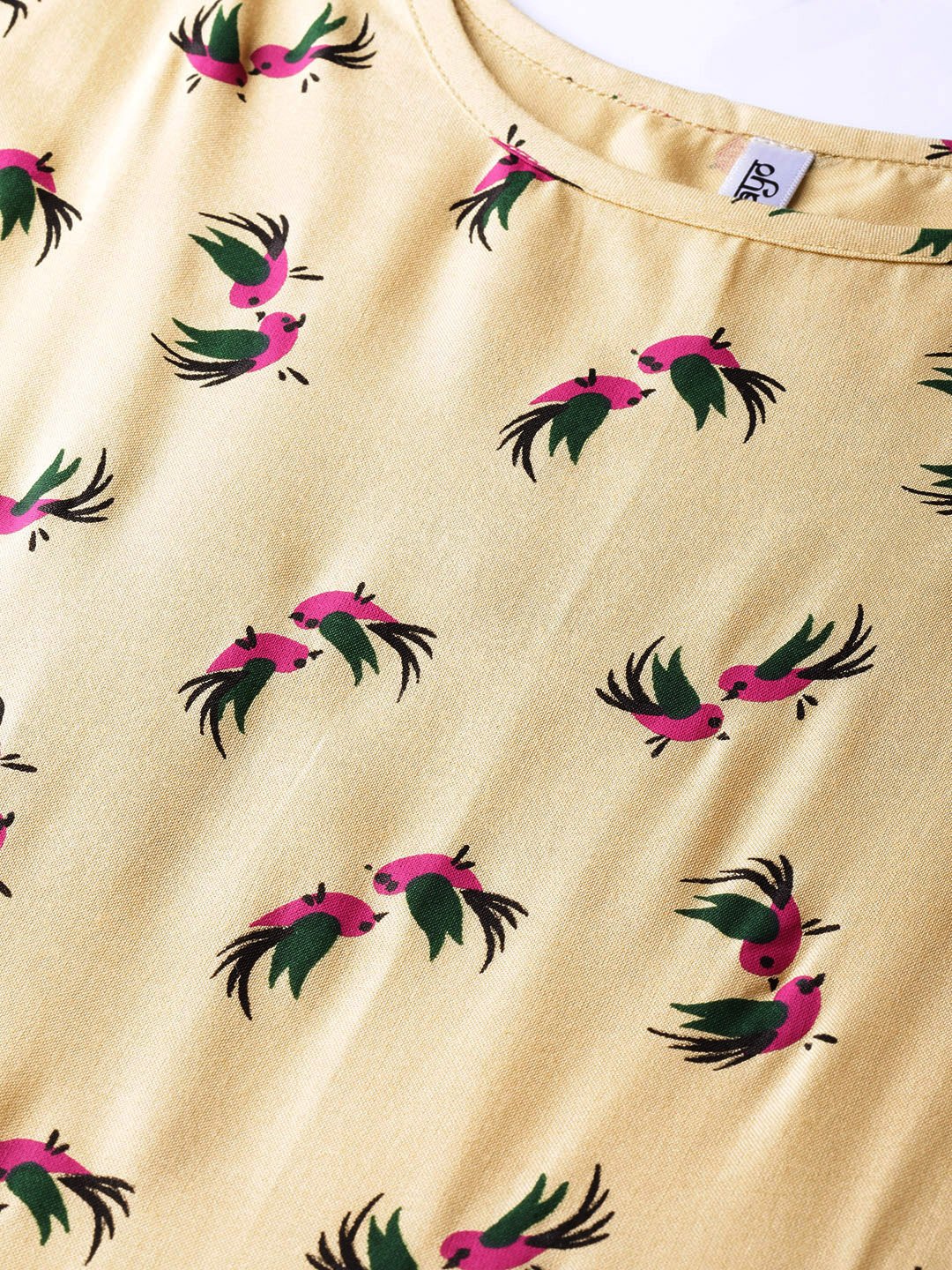 Women Beige & Magenta Printed A-Line Dress | LASVINI - Redefining Indian Fashion with Elegance