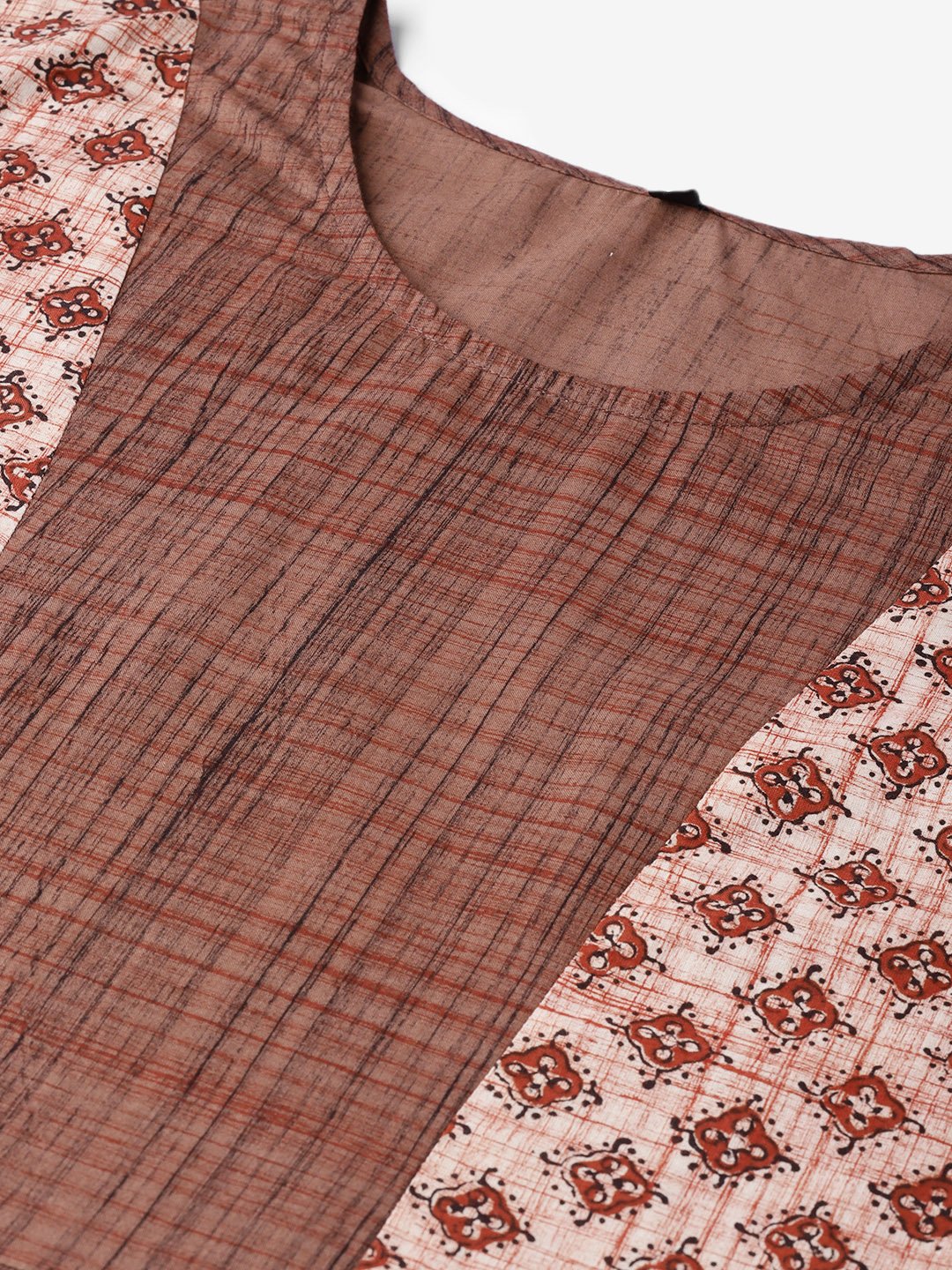 Women Brown Printed A-Line Top | LASVINI - Redefining Indian Fashion with Elegance
