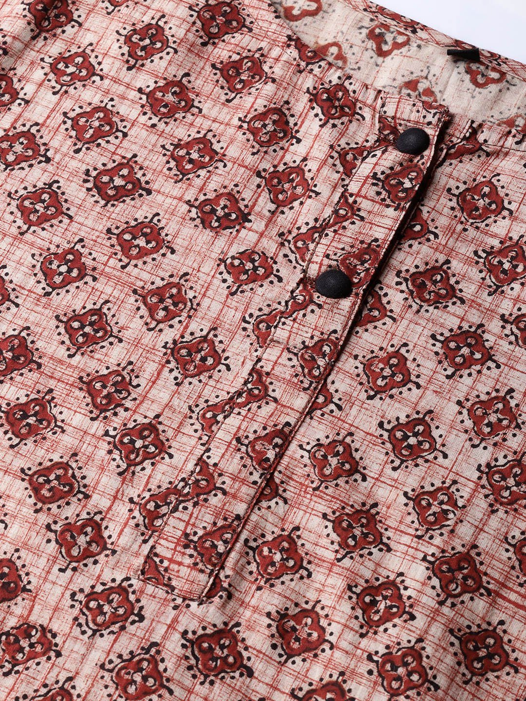 Women Beige & Brown Printed Kurta With Trousers | LASVINI - Redefining Indian Fashion with Elegance