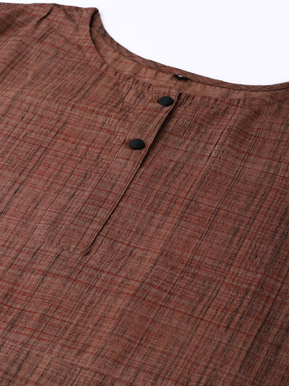 Women Brown Printed Kurta With Trousers | LASVINI - Redefining Indian Fashion with Elegance