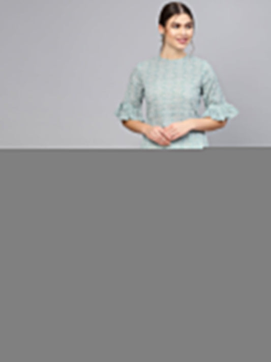 Women Grey & White Printed Straight Kurta | LASVINI - Redefining Indian Fashion with Elegance