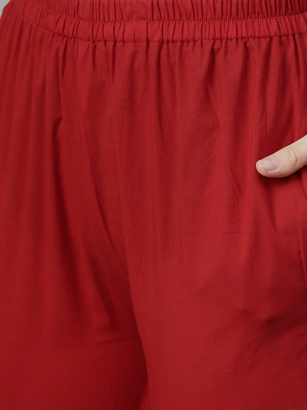 Off White With Multi Colored Geometric Print Kurta With Detailed Collar And Placket With Solid Maroon Pallazo | LASVINI - Redefining Indian Fashion with Elegance