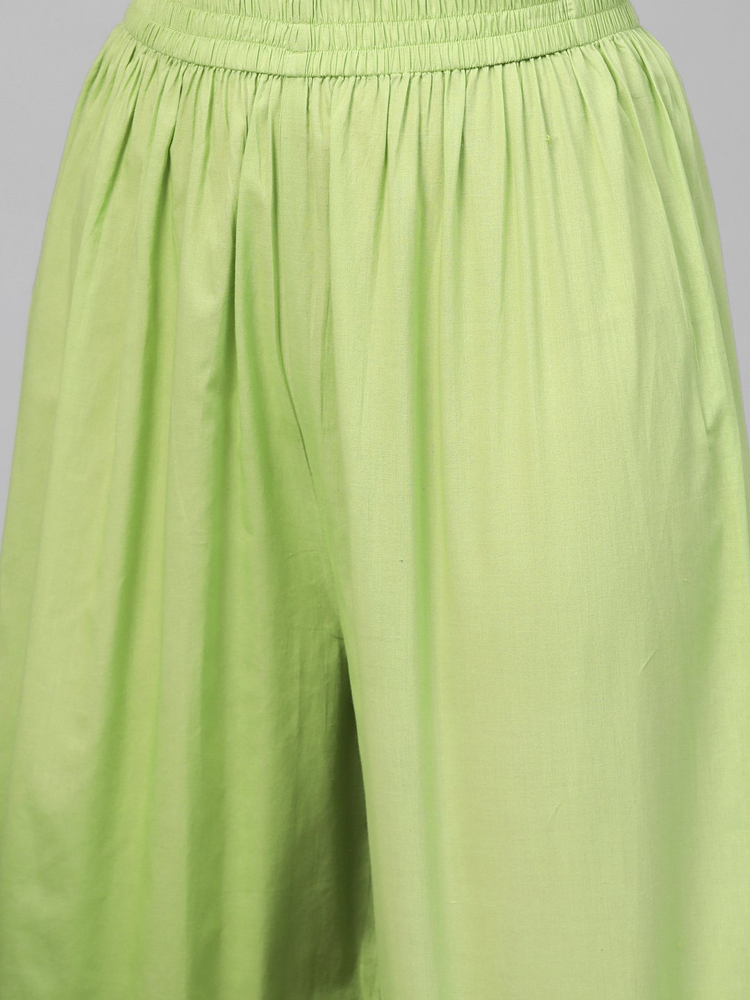 Cream Printed Kurta Set With Solid Green Pant | LASVINI - Redefining Indian Fashion with Elegance