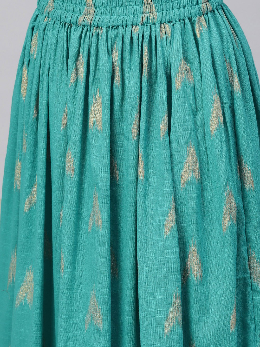 Green Printed Kurta Set With Printed Skirt | LASVINI - Redefining Indian Fashion with Elegance