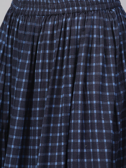 Blue And Beige Printed Kurta Set With Printed Skirt | LASVINI - Redefining Indian Fashion with Elegance