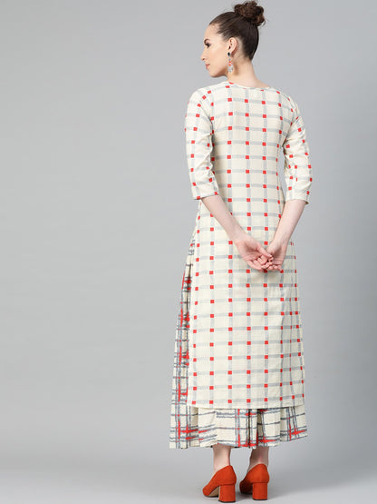 Cream Multi Printed Kurta Set With Skirt | LASVINI - Redefining Indian Fashion with Elegance