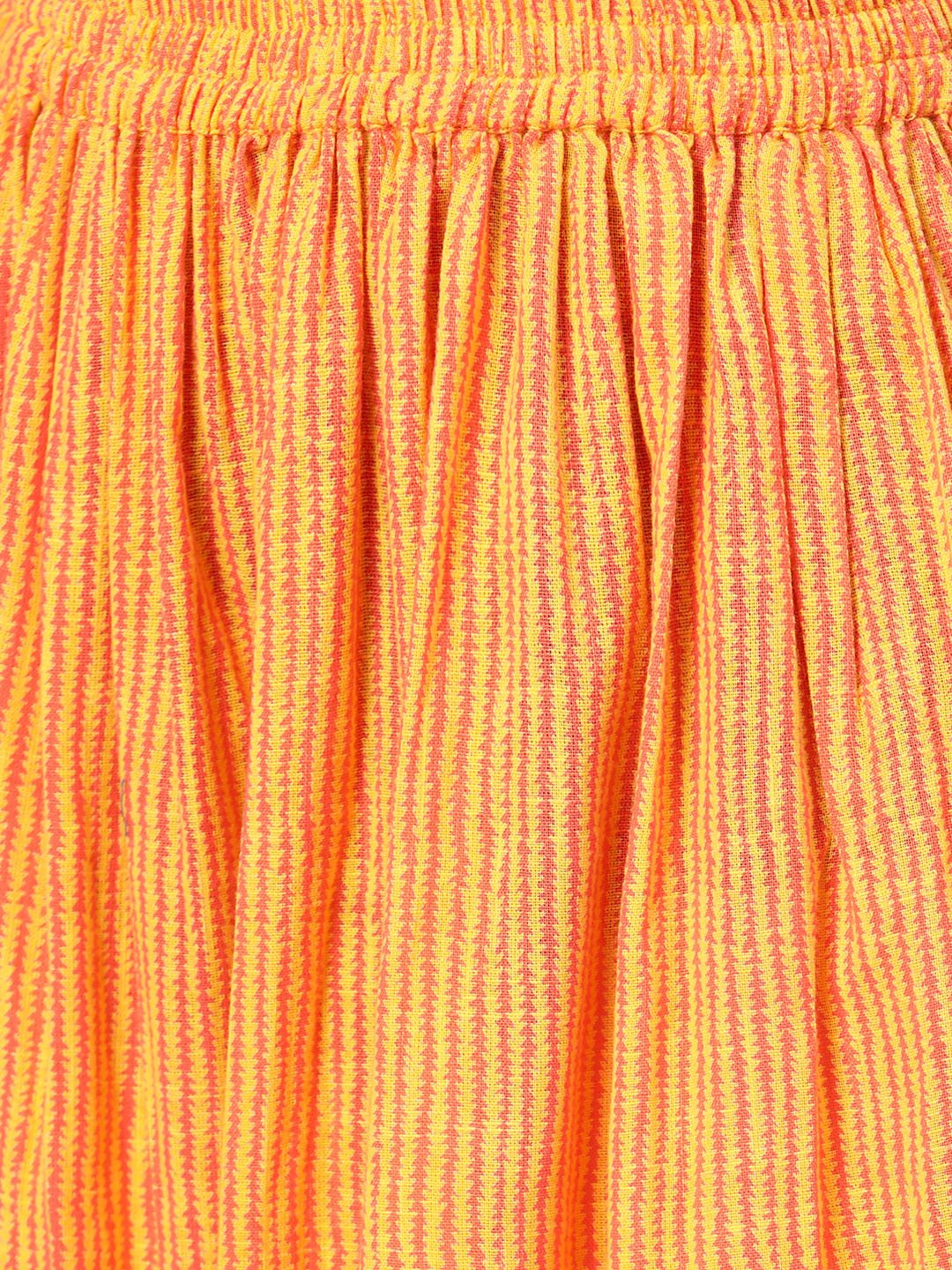 Peach & Mango Yellow Printed Kurta Set With Skirt | LASVINI - Redefining Indian Fashion with Elegance