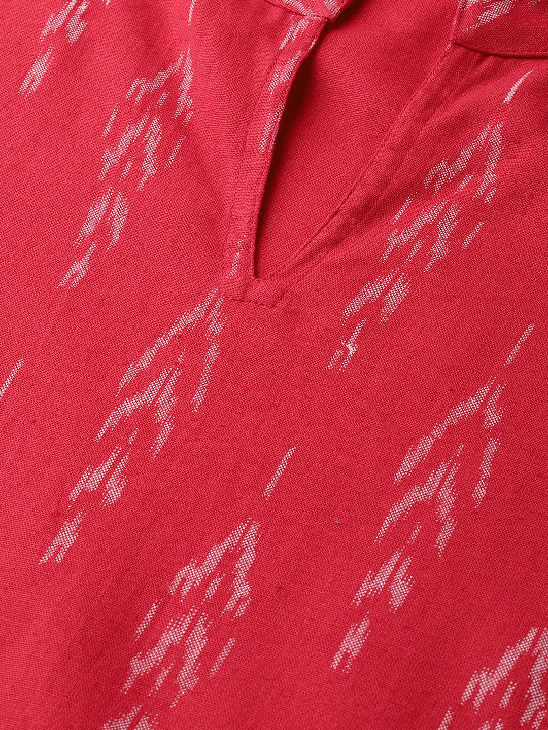 Fuscia Pink & Grey Ikat Printed Kurta Set With Skirt | LASVINI - Redefining Indian Fashion with Elegance