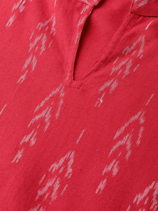 Fuscia Pink & Grey Ikat Printed Kurta Set With Skirt | LASVINI - Redefining Indian Fashion with Elegance